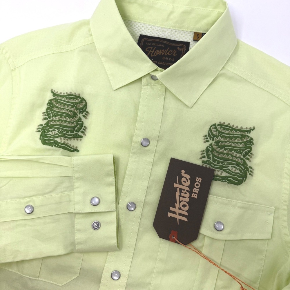 Howler Bros Gaucho Snapshirt Slithering Gators Long Sleeve Mens Small NEW‎